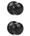 2 Pack Matte Black Dummy Door Knob Set For Single Sided Interior Use On Pantry, Closets, And French Double Doors Non Turning Push Pull Knob