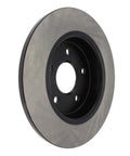 Centric Premium rear brake rotor with black center hub, round metal disc, front view