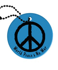 World Peace Reflective Gear For Nighttime Safety You Can Toss On Backpacks Bicycles Pet Ropes Clothes And Keychains Blue Double Sided Brightness Waterproof Lightweight 2.56 Inch Disc with peace symbol and chain