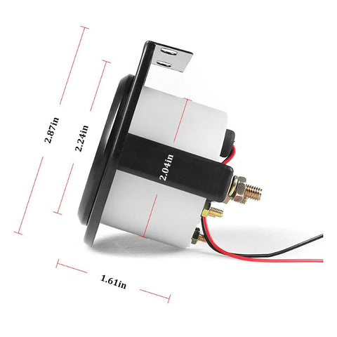 Side view of 2-Inch Universal Car Fuel Gauge Kit For 12V Vehicles With 240-33 Ohm Sender, showing measurements and wiring.