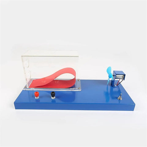 Hands On Aircraft Lift Principle Demonstrator Kit For Physics Class, Kid Friendly Junior High Science Teaching Tool With Wing Model, Blower Base, And Realistic Lift Experiments on blue base