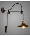 Dope Vintage Wall Sconce Featuring Classic Wrought Iron Build With Handsome Pulley Adjustment For Slick Loft Rooms And Chill Bar Decor That Seriously Slays And Looks Absolutely Lit, with adjustable arm and globe shade