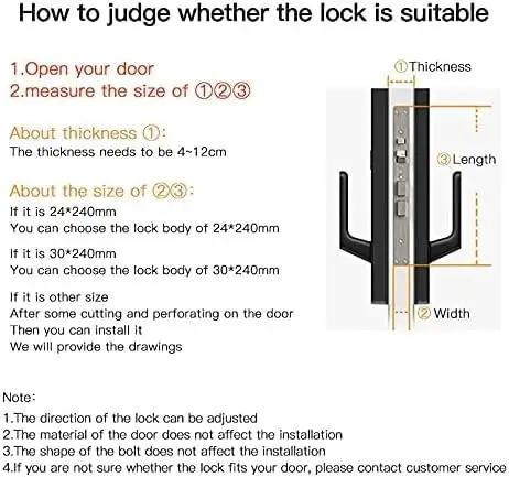 Guide image for fitting Zero Hassle Smart Door Lock Featuring Fingerprint Scan And Numeric Password Keyless Entry with measurements.