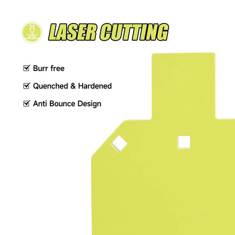 Laser cut AR500 Steel Target Gong Set 4 Inch 6 Inch 8 Inch And 7X12 Torso Target, burr free, with anti bounce design.