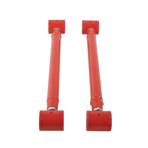 Adjustable Rear Upper And Lower Control Arms With Rear Panhard Track Bar For 2007 To 2014 Chevy Suburban 1500 2500 Tahoe Avalanche GMC Yukon Cadillac Escalade Bolt On Lifted Or Leveling Setup Improves Pinion Angle And Rear Alignment, red steel pair