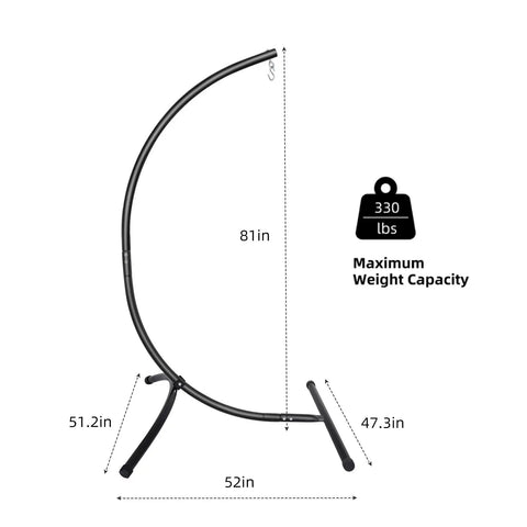 Heavy Duty Hammock Chair Stand For Indoor Outdoor Use, Built Like A Tank 2 Inch Powder Coated Steel C Stand Supports Up To 350 Lbs
