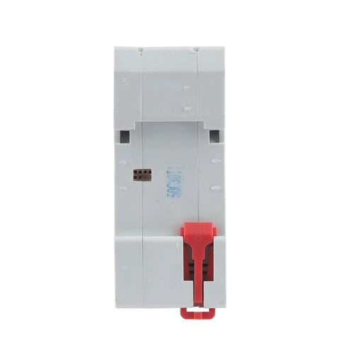 Pro Grade Heavy Duty Two Pole Residual Current Circuit Breaker With Ironclad 30mA Grounding And Overload Tripping Switch For Tough Residential Electrical Panels 230V 16 Amps, front view, compact design