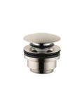 Push Open Sink Drain 1-1/4 Inch Brushed Nickel Finish Easy Install Durable Metal Bathroom Drain Stopper For Smooth Operation And Leak Free Performance