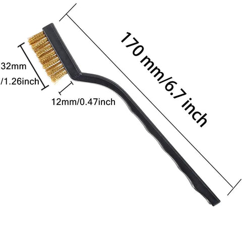30 Piece Mini Brass Wire Brush Set With Curved Handle For Cleaning Welding Slag Rust And Grime On Metal Surfaces