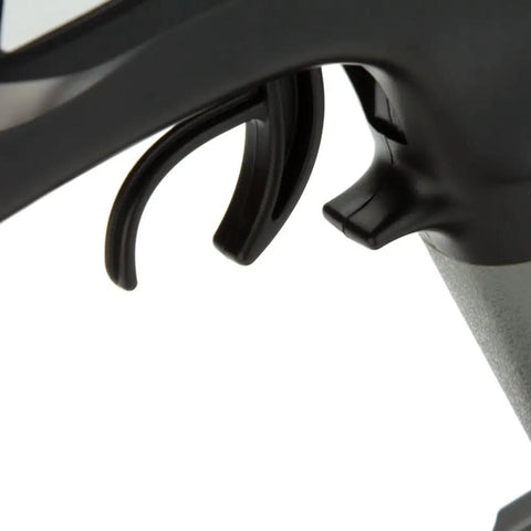 Close-up of trigger on FS GT2E AFHDS 2A 2.4GHz 2CH RC Transmitter for car and boat with easy binding feature.