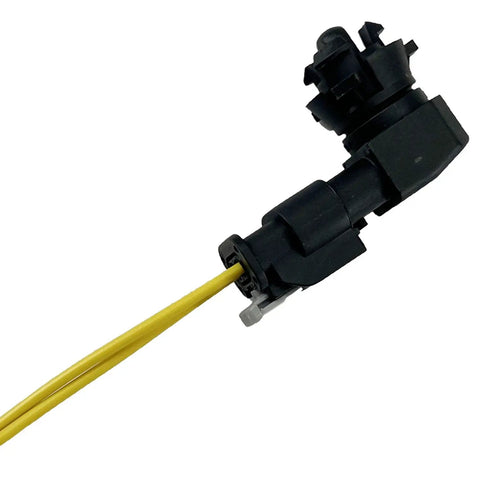 Straight Shot Ambient Air Temperature Sensor With Pigtail Wire Harness Direct Replacement For Cadillac Buick Gmc Trucks, yellow wire harness visible.
