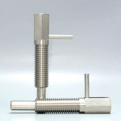 Kickass M10 Stainless Steel Indexing Plunger With Ergonomic L Handle Lever Spring Loaded Locking Pin Manual Retractable Shaft angle view