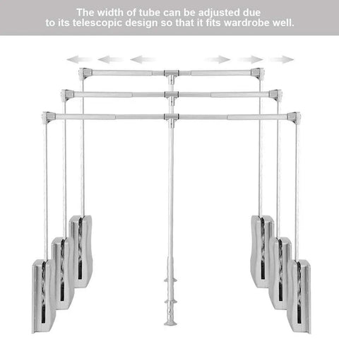 Adjustable Pull Down Closet Rod 35 to 48 Inches, Heavy Duty Aluminum Wardrobe Lift Rail With Smooth Glide, telescopic design
