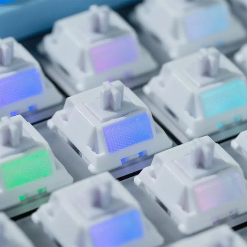 Morandi 35 Pack 5 Pin Linear Mechanical Keyboard Switches With Dope Bottom Out Feedback Crisp Feel High Transmittance PMMA Light Guide And Even RGB Illumination For Your Keyboard, white 5-pin switches