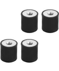 Set Of Four M6 Rubber Vibration Isolators 25x25mm Mounts With M6 Thread For Quiet Operation On Mini Split Systems Water Pumps Diesel Engines Harvesters And Generators Heavy Duty Anti Vibration Absorbers, four black rubber mounts