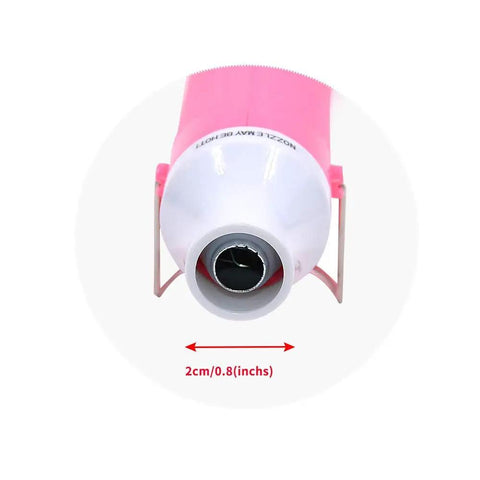 Front view of Mini 300W Heat Gun With Stand For DIY Embossing Shrink Tubing And Drying Paints Multi Purpose Hot Air Tool 110V Pink And White
