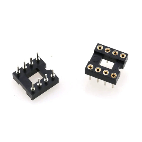 10 Pack DIP IC Socket Adapters 2.54mm Pitch 8 Pin Round Hole Soldering Socket For IC Chips Black Plastic Metal Construction