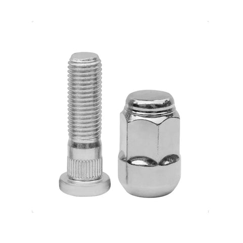 Chrome Wheel Lug Stud Nut Set 12x1.50 For Honda And Acura Vehicles 4 Piece Direct Fit Ready To Roll, shown close-up display