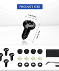 Lock It Down With These Legit Anti Theft License Plate Screws A Tamper Proof Stainless Steel Mounting Kit That Stays Rust Free And Road Ready For Every Front Or Rear Tag Job, black screw set with size measurements.