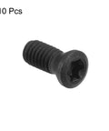 Single M4 X 10mm Torx screw, black alloy steel, part of a 10 Pack M4 X 10mm Torx Screws 12.9 Grade Alloy Steel Black With T15 Hex Wrench For Carbide Insert Replacement.