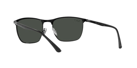 Unisex Square Sunglasses With Polarized Lenses, Matte Black On Black Frame, Dark Grey Tint, 57mm Lens Width, side view