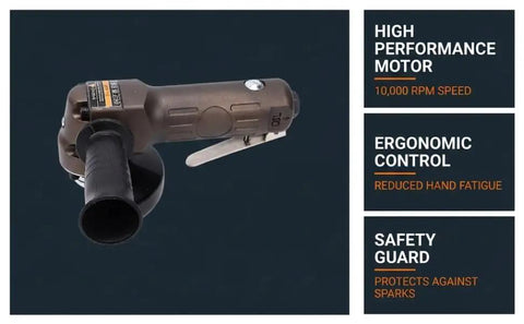 Pneumatic Air Angle Grinder Delivers Beast Mode 10000 RPM Power For Serious Metal Grinding And Polishing Ops On Ship Hulls Or Wood Projects Includes 110mm Disc With Quick 1/4 Inch Hookup