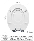 Slick Soft Close Family Toilet Seat With Quick Release Hinges And Built In Toddler Potty Seat Straight Up Solid Construction No Fuss Setup White, U shape dimensions 43.4cm x 36cm.