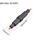 Top Shelf Premium Inline Screw Fuse Holder For 22 Awg Wiring 6X30 mm Glass Tubes Hardcore Circuit Protection Straight Up Durable Design Rig Repair Pack Of Five shown with dimensions and cable size.
