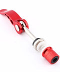 Red Bike Seatpost Quick Release Clamp And Skewer Fastener Replacement in durable aluminum alloy for tool-free height adjustment.