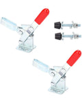Heavy Duty Welding Toggle Clamp with 100kg Holding Force for Horizontal Fixture and Elbow Setup, shown in 2-pack with red handles