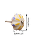Set Of 8 Yellow And White Vintage Ceramic Drawer Knobs With Classic Spade Cabinet Door Pulls For A Dope Home Setup And Killer Retro Vibe That Delivers Smooth Daily Function, 40mm x 30mm.