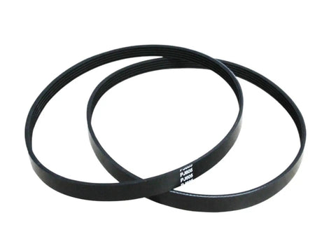 Heavy Duty Two Pack 5PJ605 Wood Planer Drive Belt Replacement V Belt For W588 Tools Solid Rubber Build, two solid black rubber belts.