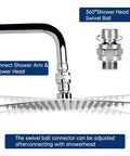 Solid Brass Shower Head Swivel Ball Adapter For Flexible Shower Positioning, Universal Shower Arm Connector, Angle And Rotation Adapter, Rust-Resistant, Easy Install, Durable Brass Construction Fits Most Heads And Arms, chrome shower arm connection