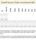 600Pcs Flat Head Screws With Nuts Assortment Kit For Watches And Electronics Includes 12 Sizes M1 M1.2 M1.4 M1.6 Carry Case Handy Fasteners For Home Appliances Glasses And DIY Repairs including diagram of sizes and quantities