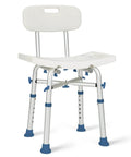 Shower Chair With Back Support, 500Lb Heavy Duty Silver Aluminum Bath Seat, Non Slip, Tool Free Assembly, Safe For Seniors And Disabled, Handicap Accessible Bathroom Chair