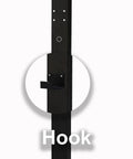 Close-up of hook on Tough As Nails Galvanized Steel EV Charger Station Box Outdoor Weatherproof Cable Organizer Cabinet Black.