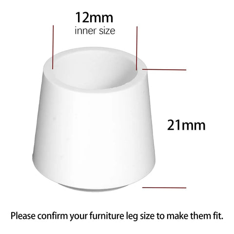 10 Pack White Round Rubber Chair Leg Caps 1/2 Inch Inner Diameter Vinyl End Covers Soft Touch Table Feet Anti Slip Floor Protectors