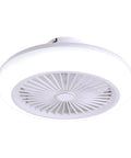 Ceiling Fan RGB 18 Inch Remote Controlled Low Profile Soundless Bladeless view with white blades and circular design.