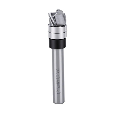 Top Bearing Flush Trim Router Bit With 1/4 Inch Shank And 3/8 Inch Cutting Diameter for precise wood trimming.