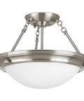 2-Light Eclipse Collection Close-To-Ceiling Light In Brushed Nickel With Satin White Glass 15-1/4 Inch Diameter 10-5/8 Inch Height Indoor