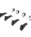 Heavy Duty Retractable Casters With Foot Lift Pedal 3 Inch Swivel Wheels 1100 Lb Capacity 360 Rotation Locking Mechanism, view of caster wheels and lift pedals.