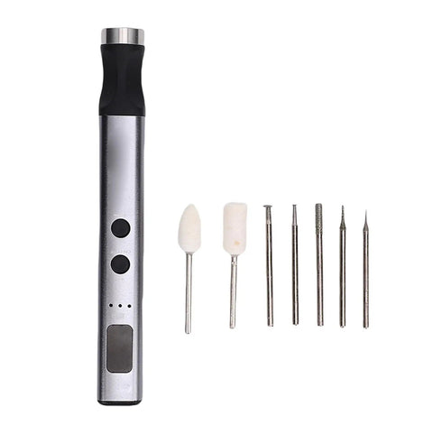 Premium Mini Cordless Rotary Grinder With Five Speed Settings For Cell Phone And PCB Repair Type C Quick Charge Craft Tool Kit with seven bits.