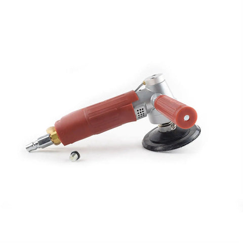 Heavy Hitter 4 Inch Pneumatic Angle Grinder With Water Cooling System Built For Serious Milling Polishing And Shaping Work That Runs Cool And Never Breaks A Sweat, showing angled design and rubber grip.