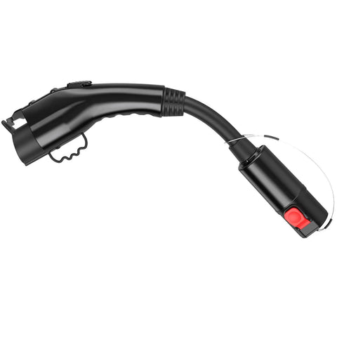 Hella Durable Tesla Nacs To J One Seven Two Adapter Sixty Amp Electric Vehicle Charging Plug Convertor close-up view with secure lock.