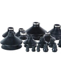 10 Piece Manipulator Vacuum Chuck Set Zp B Series 06-50B Organ Style Pneumatic Actuator With Automatic Vaccum Pad In Black, various sizes.
