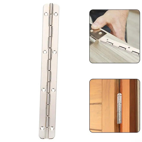 Heavy Duty Stainless Steel Continuous Piano Hinge For Jewelry Boxes And Wooden Cabinets With Folding Design And Pre Drilled Holes 7.86 Inch Silver