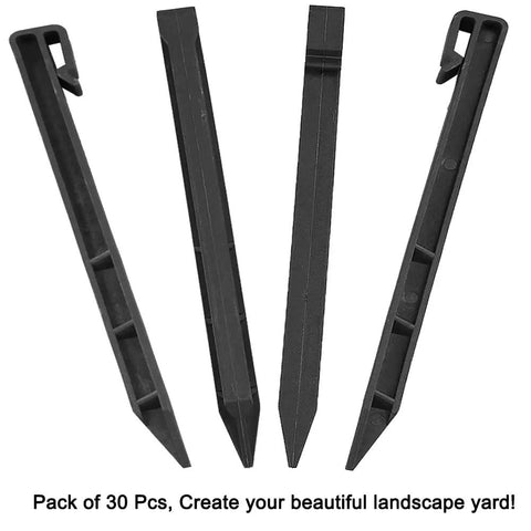 30 Piece 10 Inch Black Landscape Edging Stakes Heavy Duty Plastic Ground Spikes For Yard And Lawn Bordering Gardens Terraces And Pathways