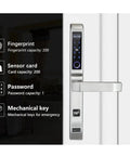Hella Secure Fingerprint Smart Door Lock With Keyless Code Card And Mechanical Key Backup Waterproof Outdoor Biometric Electronic Deadbolt smooth handle and keypad features.