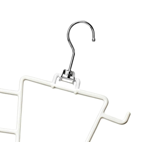 Game Changing Dual Side Closet Hanger With Twelve Rotating Hooks for organizing belts, scarves, and ties, close-up of chrome hook.