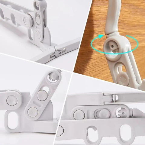 Close-up features of Travel Portable Foldable Clothes Hanger Kit With Clips Lightweight Plastic Drying Rack